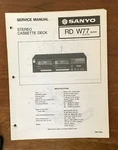 Sanyo Rd W77 Tape Cassette Deck Service Manual *original*. Fixed Price $11.98.