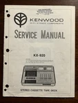 Kenwood KX-920 Stereo Cassette Tape Deck Service Manual Original Genuine Oem. Fixed Price $19.99.
