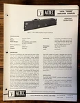 Altec Model 1603A Sequr Amplifier Owner / Operating Manual *original*. Fixed Price $14.97.