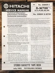 Hitachi D-W700 Cassette Technial Information Manual *original*. Fixed Price $9.97.