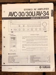 Yamaha AVC-30U AV-34 Service Manual *original*. Fixed Price $14.97.