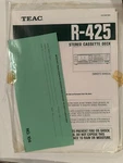 Tascam Teac R-425 Stereo Cassette Deck Service Manual. Fixed Price $24.95.