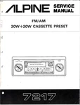 Alpine 7217, Am/fm 20W+20W Cassette Preset, Service Manual. Fixed Price $20.00.
