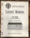 Kenwood KA-305 Amplifier Service Manual *original*. Fixed Price $24.97.