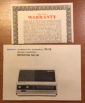 Sony TC-70 Cassette-corder Original Instruction Manual P155. Fixed Price $13.85.