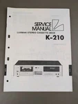 Luxman Stereo Cassette Deck K-210 Service Manual D-4765. Fixed Price $54.95.
