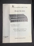 Lafayette RK-520 Owners Service Manual Stereophonic Cassette Tape Deck Original. Fixed Price $29.99.
