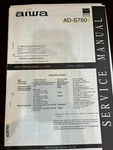 Aiwa AD-S750 ADS750 Repair Service Manual From The Usa **original**. Fixed Price $14.99.