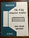 Sony TA-F3A Integrated Amplifier New Circuit Operation Original Genuine Oem. Fixed Price $19.99.