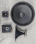 Vintage Utah Speaker Set (V12RC21 Woofer, H459 Horn Mid, HDR2 Tweeter, X-over). Fixed Price $70.00.